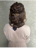 【ハーフアップヘアアレンジ】ヘアセット/渋谷/館奥風磨き/眉毛