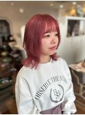甘さ×上品　大人フェミニンくびれヘア/ピンクレッド/ブリーチ