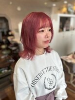 ヘアーワークス ボナ(HAIR WORKS bona.) 甘さ×上品　大人フェミニンくびれヘア/ピンクレッド/ブリーチ
