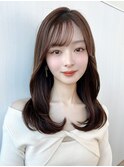 レイヤーカットロング韓国くびれヘアシースルーぱっつん前髪