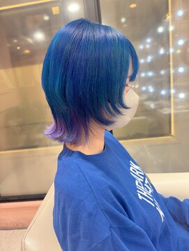 インナーカラー/裾カラー/ブルーカラー/パープルカラー/ブリーチ