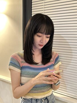 スリー(THREE) レイヤーカット/地毛風カラー