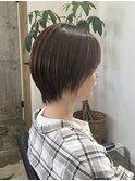 レイヤーボブハイライトカラーミルクティーベージュ