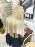 ブロンドカラーホワイトブロンドハイトーントリプルカラー艶髪