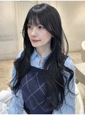 韓国風巻き/ブルーブラック/美髪/ワイドバンク/レイヤーカット