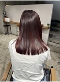 ボルドー　ワインレッド　レッドブラウン　ブリーチなし赤髪