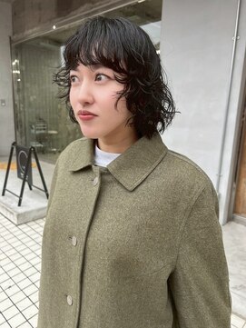 抜け感パーマ/ウルフボブ/黒髪