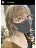 エヌヘアーファクトリー(n hair factory)&nbsp;ハイトーンカラー外ハネボブ