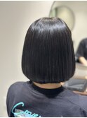 髪質改善カラー 黒髪 ブルーブラック