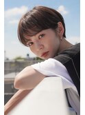 大人可愛い20代30代40代黒髪前下がりショートボブ丸みショート◎