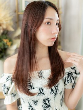 カバーヘア ブリス 上尾西口店(COVER HAIR bliss) かきあげバング艶感ストレートセンターパートa上尾20代30代40代
