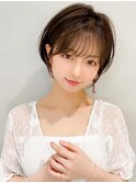 耳かけショートボブ似合わせカット30代40代チェリーブラウン