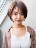30代ショートヘア×斜めバング◎大人可愛い×絶壁カバー