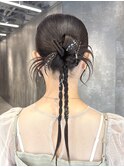 ヘアセット 結婚式ヘア タイトヘア カチモリ お呼ばれヘア 原宿
