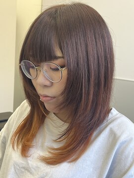 ゴウトゥデイシェアサロン 町田店(GO TODAY SHAiRE SALON) オレンジベージュ X アシメレイヤー