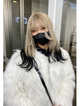 レコ 渋谷(LECO) ホワイトブロンドwith毛先ブラック