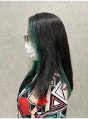 フルインナーカラー前髪インナーカラー深緑～糸ito～HIRO