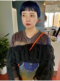very short×Blue hair