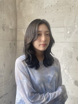 フレーム 博多店(FRAME) 前髪なしレイヤーくびれミディアム×グレージュ【福岡/博多】