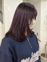 ニコ トウキョウ 渋谷(nico TOKYO)&nbsp;ミディアムレイヤーカットボブウルフ/10代20代/ワインレッド