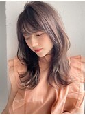 艶感チェリーブラウン美髪愛されシースルーバング#340f0531