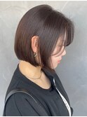 ボブ　ミルクティーベージュ　艶髪　髪質改善カラー　ショート