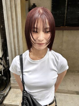 エヴリンアンドペイジ(Evelyn&paige) 切りっぱなしボブ/暖色系カラー【神戸元町】