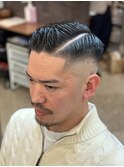 七三分け◎大人フェードバーバースタイル×ツーブロック