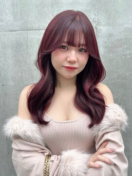 シャルム 溝の口店(charme) 韓国風くびれヘアアプリコットオレンジワインレッド小顔ヘア