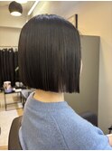 前下がりボブ　縮毛矯正　地毛風ストレート　髪質改善