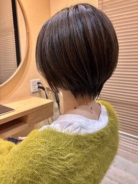 SOURCE yuan 髪質改善/ショートボブ/メンズパーマ【5月中旬OPEN(予定)】 ナチュラルブラウンショートボブ【佐藤和弥】
