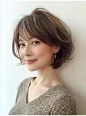 白髪ぼかし脱白髪染め似合わせショートボブ40代50代60代