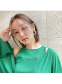 簡単スタイリングヘア肩上切りっぱなしボブ