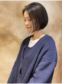 【あきら】大人ナチュラル艶髪ボブ/アッシュブラック