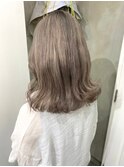 ダブルカラーベージュカラーケアブリーチハイトーンカラーボブ