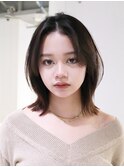 ミディアムくびれヘアおくれ毛前髪カット美髪_ba549081