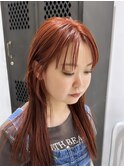オレンジカラーオレンジブラウン暖色カラーブリーチなしカラー