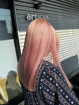 アルティザン(artisan)&nbsp;ミルクティーベージュ×ホワイトピンク　アンブレラカラー