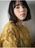 フリンジバング黒髪ルーズヘア大人ボブウルフy志木20代30代40代