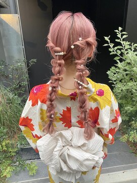 フェリーチェ(Felice) 浴衣ヘア　三つ編み　ツインヘア　編み下ろし