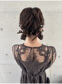 お呼ばれヘアセットローツインお団子ヘアアレンジ二次会結婚式