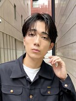 艶センターパートスペインカールブルーブラック韓国マッシュ