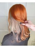 インナーカラー！オレンジ×ホワイトベージュ