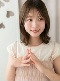 外ハネミディアム/オリーブアッシュ/透明感/アッシュカラーe
