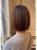 【コントラストハイライト】切りっぱなしボブ