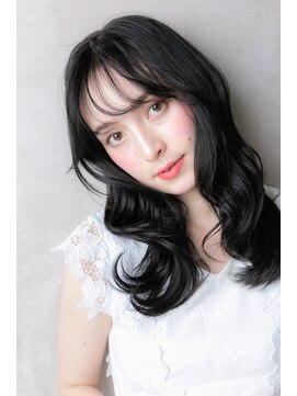 カバーヘア ブリス 川口(COVER HAIR bliss) 黒髪アッシュxシースルー前髪韓国風小顔ロングZ川口20代30代40代