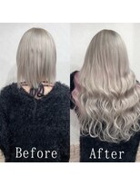 あるじゃんすー 天神店 ホワイト×ピンク#シールエクステ#ホワイトグレージュ#美髪#天神