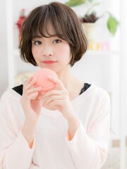 【macaron】ゆるふわ小顔ショート☆グレージュ