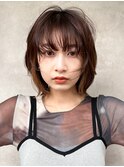 イヤリングカラー/インナーカラー/切りっぱなしボブ/美髪