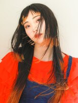 テトヘアー(teto hair)&nbsp;ロングヘア　デザインカラー　裾カラー　オン眉　姫カット